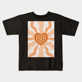 Retro Heart Waves - Orange Kids T-Shirt